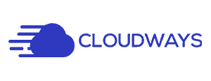 The cloudways logo on a blue background.