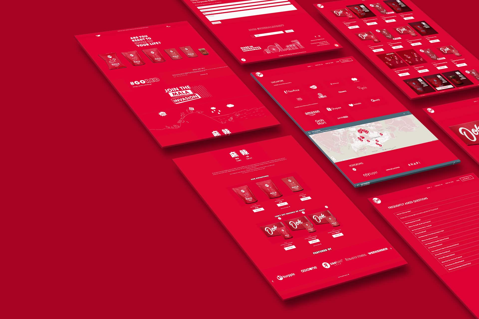 A red ui design on a red background.