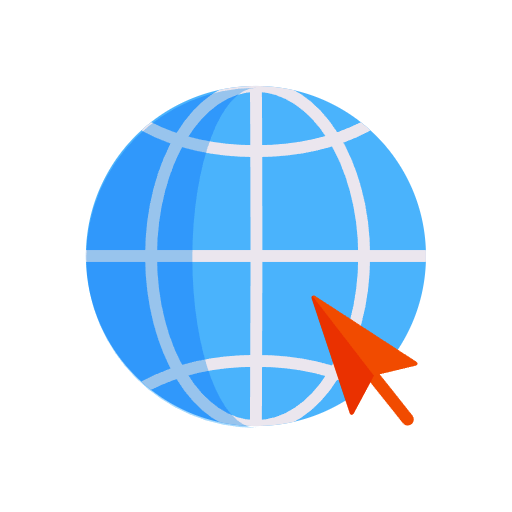 world wide web icon with an arrow