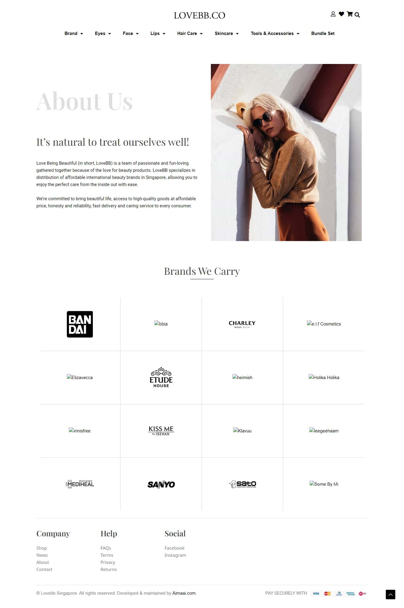 The web design of an online store for a women's clothing store.