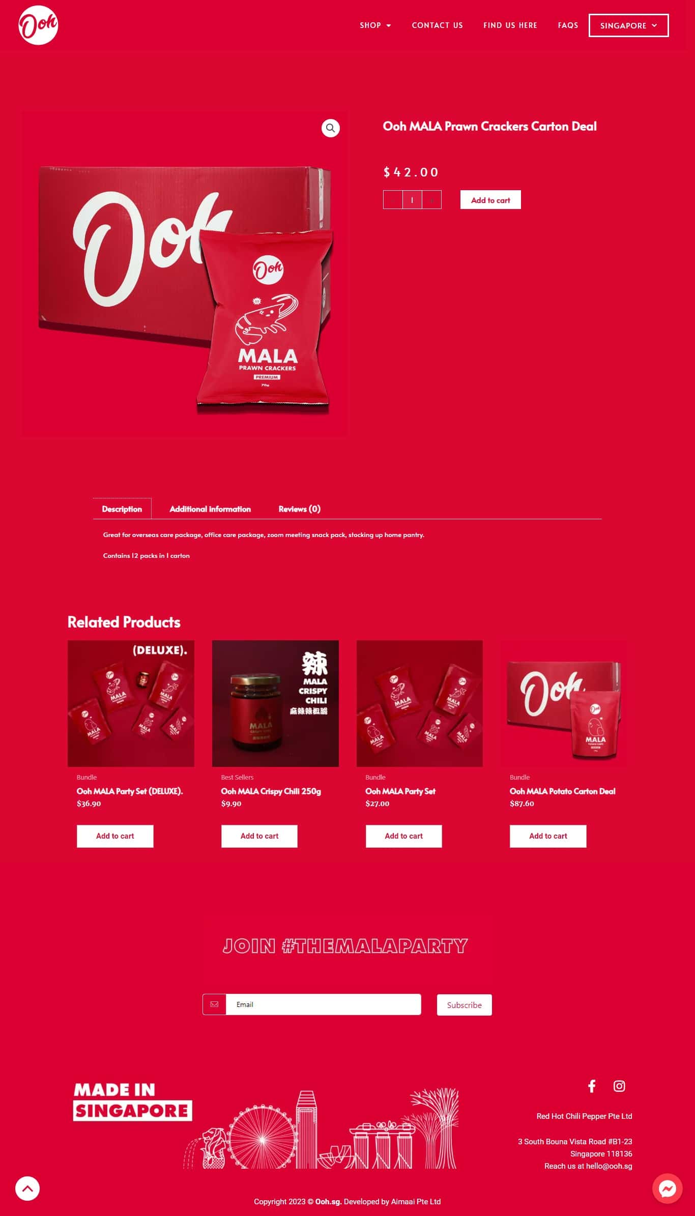 A WordPress website with a red background.