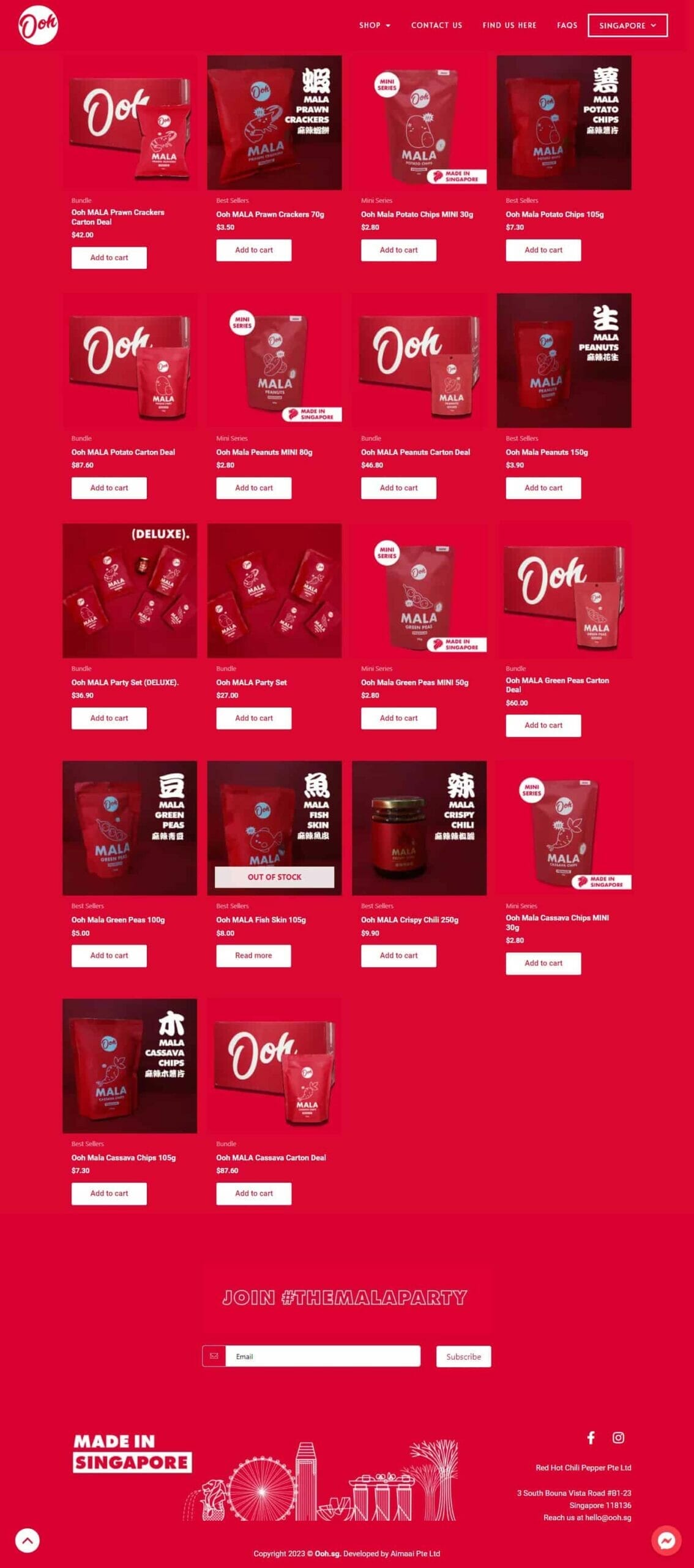 A vibrant red page showcasing a captivating assortment of items, perfect for F&B businesses looking to create an eye-catching web development project using WordPress.