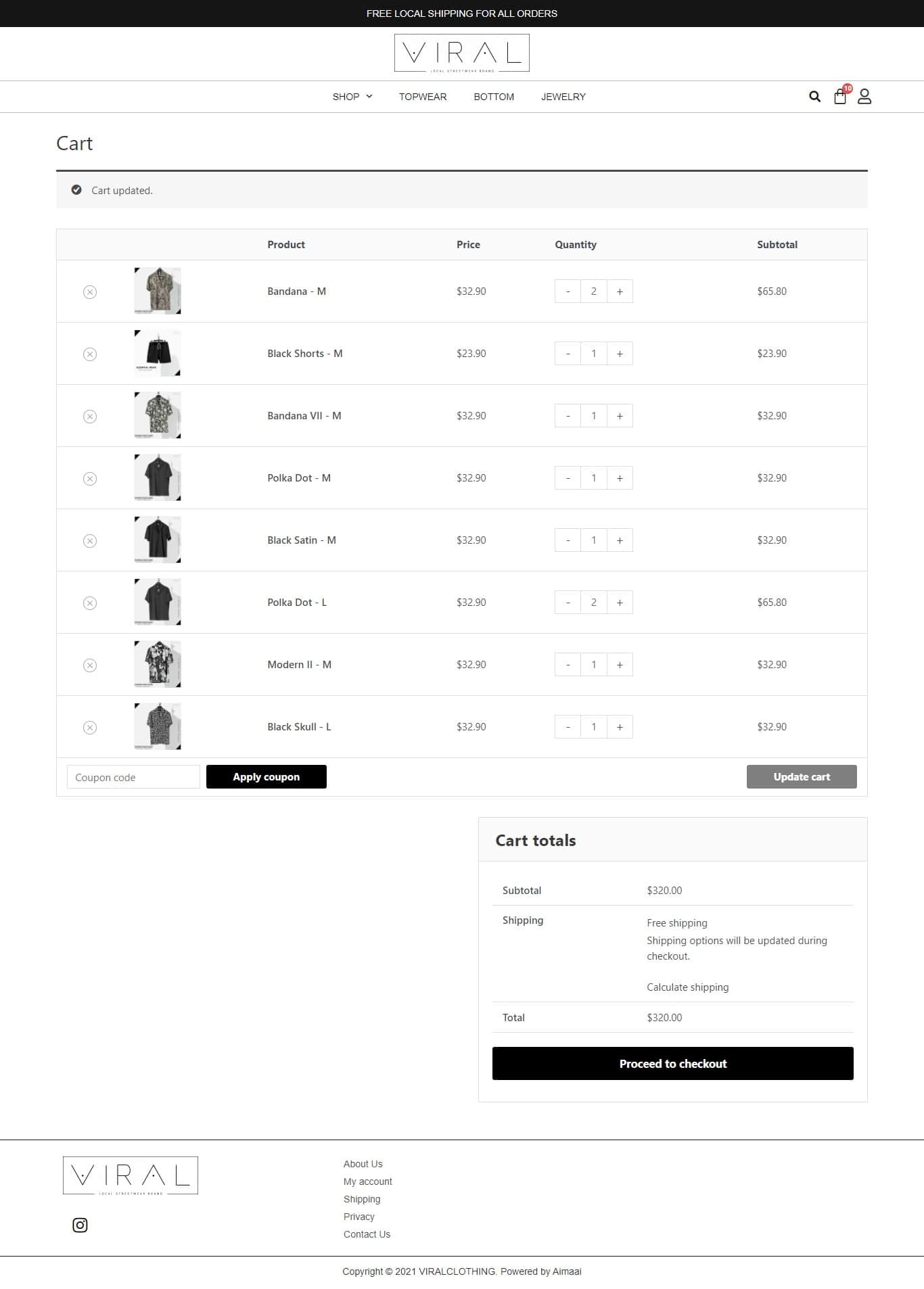 A black and white image of a template-based website for an online clothing store.