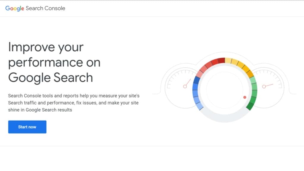 Screenshot of google search console homepage highlighting tools for improving website performance on google search.