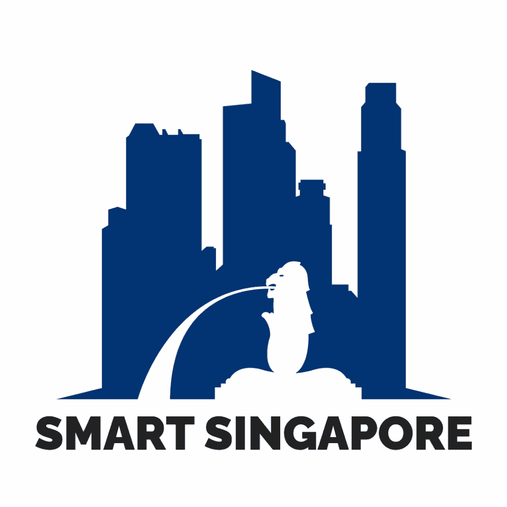 Silhouette of Singapore's skyline with the Merlion statue in the foreground. Text reads "SMART SINGAPORE," highlighting its growth as a hub for web development, thanks to innovative web design companies in Singapore.